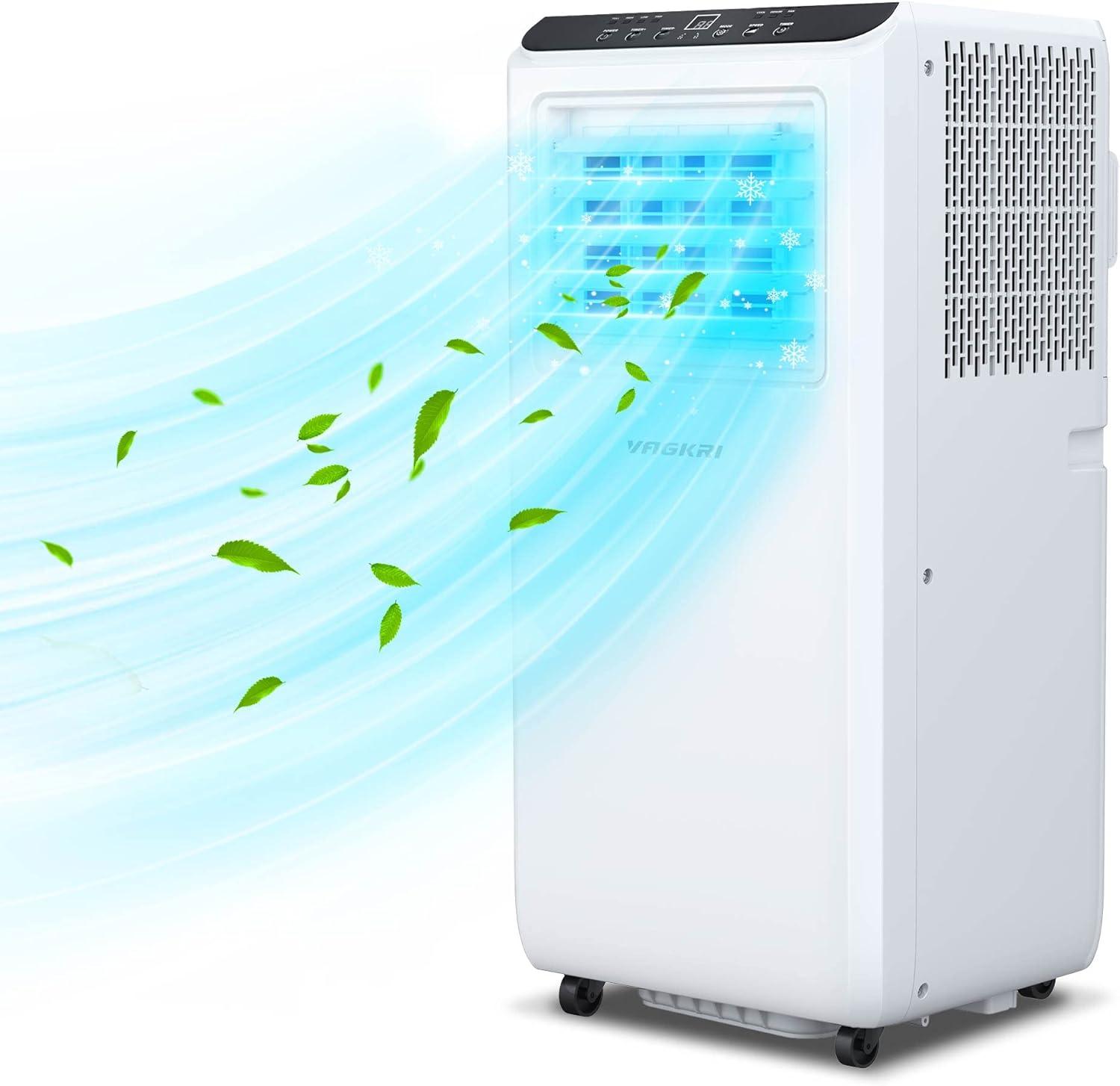 VAGKRI Portable Air Conditioners 8000 BTU 3-in-1 AC Unit with Fan & Dehumidifier, Cools up to 350 sq. ft. Ultimate Maneuverability with Side Handles & Casters, LED Display with Full-Function Remote Control, 24H On/Off Timer