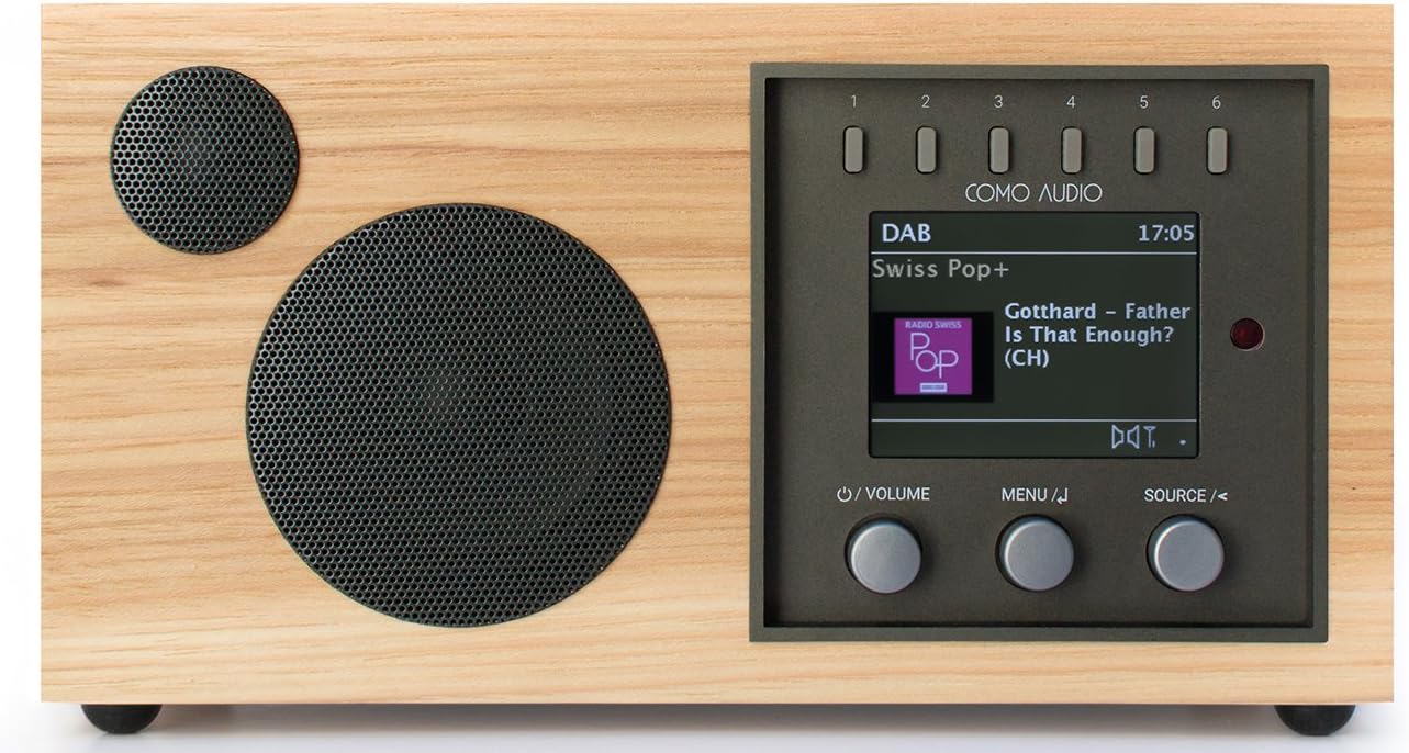 Como Audio: Solo - Wireless Music System with Internet Radio, Spotify Connect, Wi-Fi, FM, and Bluetooth - Hickory/Black