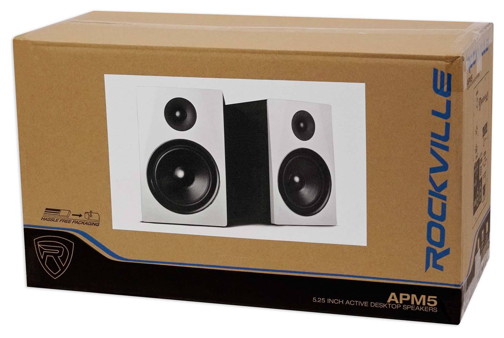 Rockville APM5W 5.25x22 2-Way 250W Active/Powered USB Studio Monitor Speakers Pair
