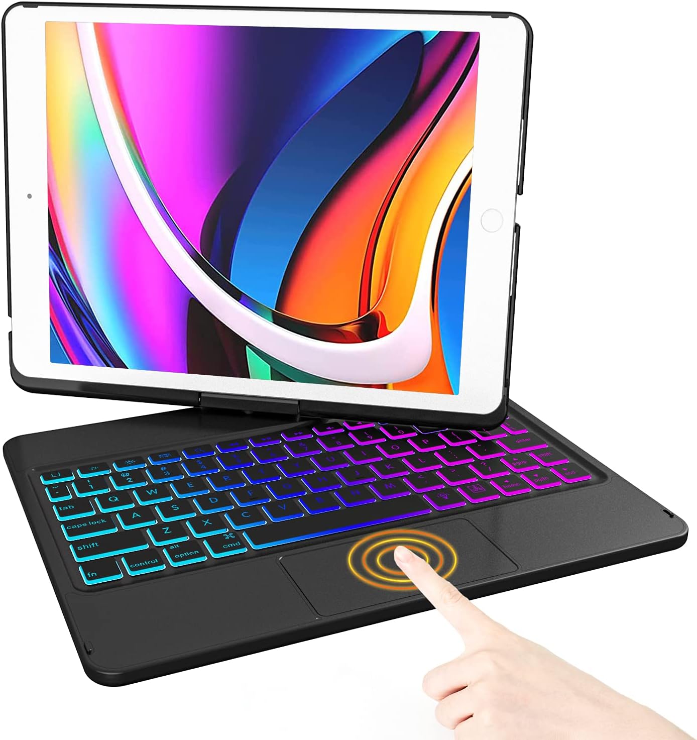 iPad 9th Generation Case with Keyboard and Pencil Holder, iPad Keyboard for 10.2 8th Generation Keyboard Backlit, iPad 7th Gen Keyboard with Touchpad, Keyboard Case with Trackpad(Purple)