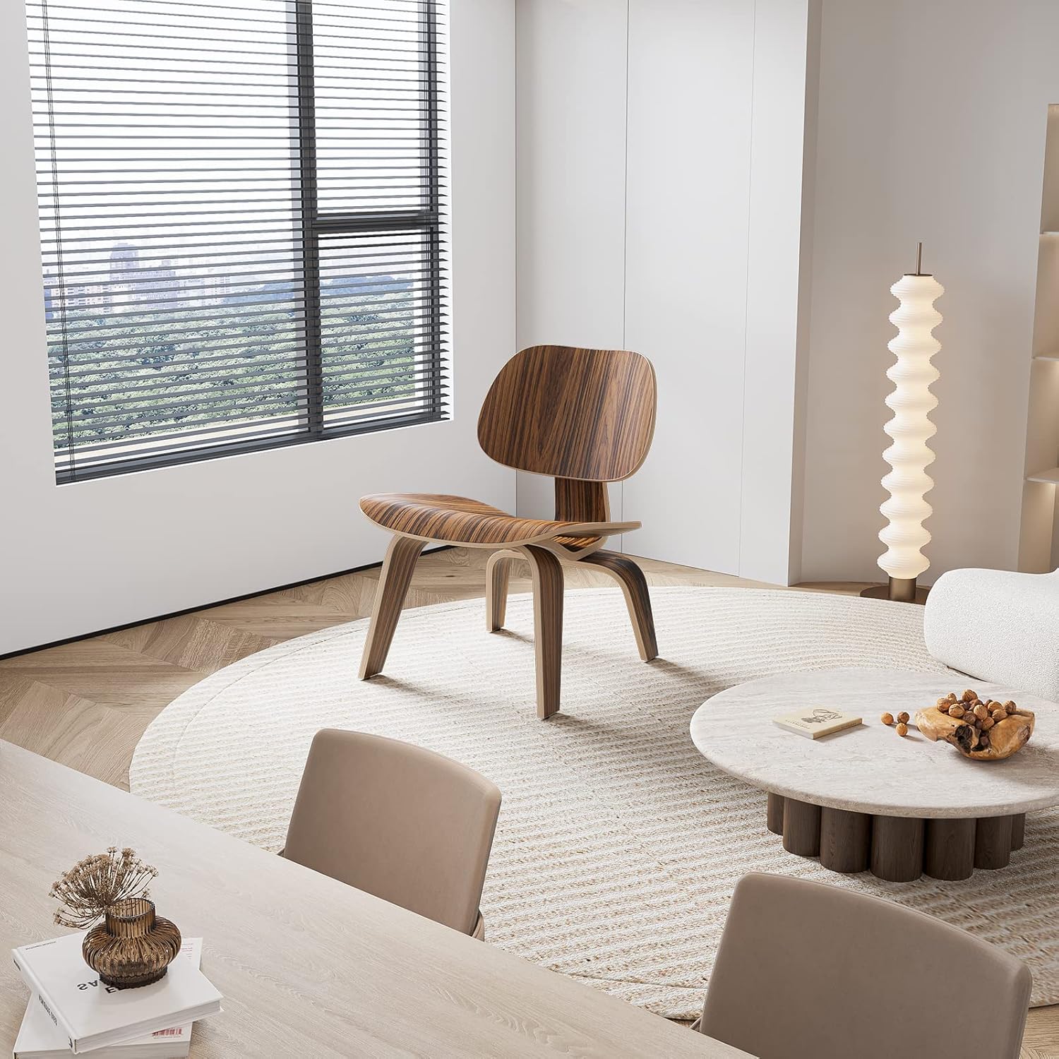 Rimdoc Mid Century Modern Chair Small Lounge Chair Wood Molded Plywood Accent Chair Walnut Chairs Reading Side Chair for Living Room Office Bedroom (2, Palisander Wood)