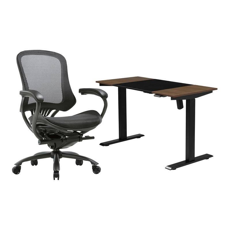 Furniture of America Toman Modern Metal 2-Piece Desk and Chair Set in Black - IDF-7001B-60391
