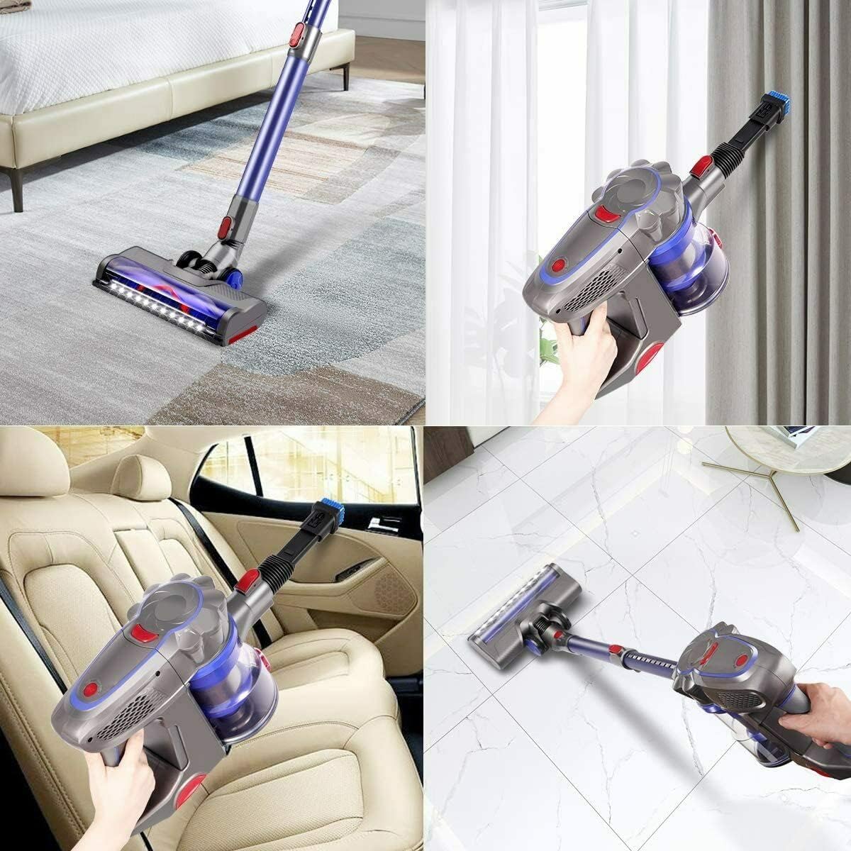Cordless Vacuum Cleaner Stick Handheld for Carpet Pet Hair & Wood Floor Bagless