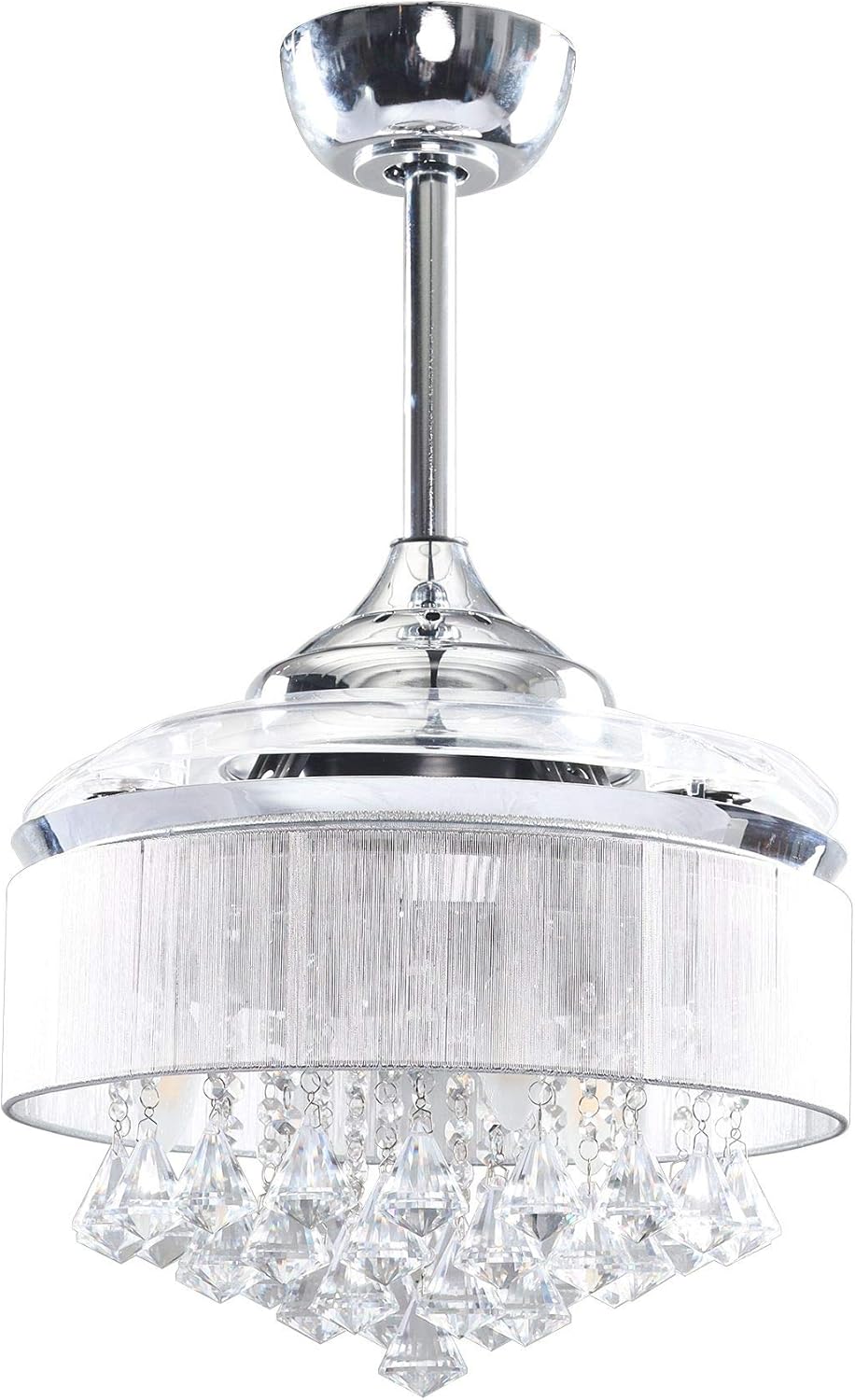 Ceiling Fan with Light and Remote 36 Inch Modern Crystal Ceiling Fan with 3 Retractable Blades, 3 Lights Not Included
