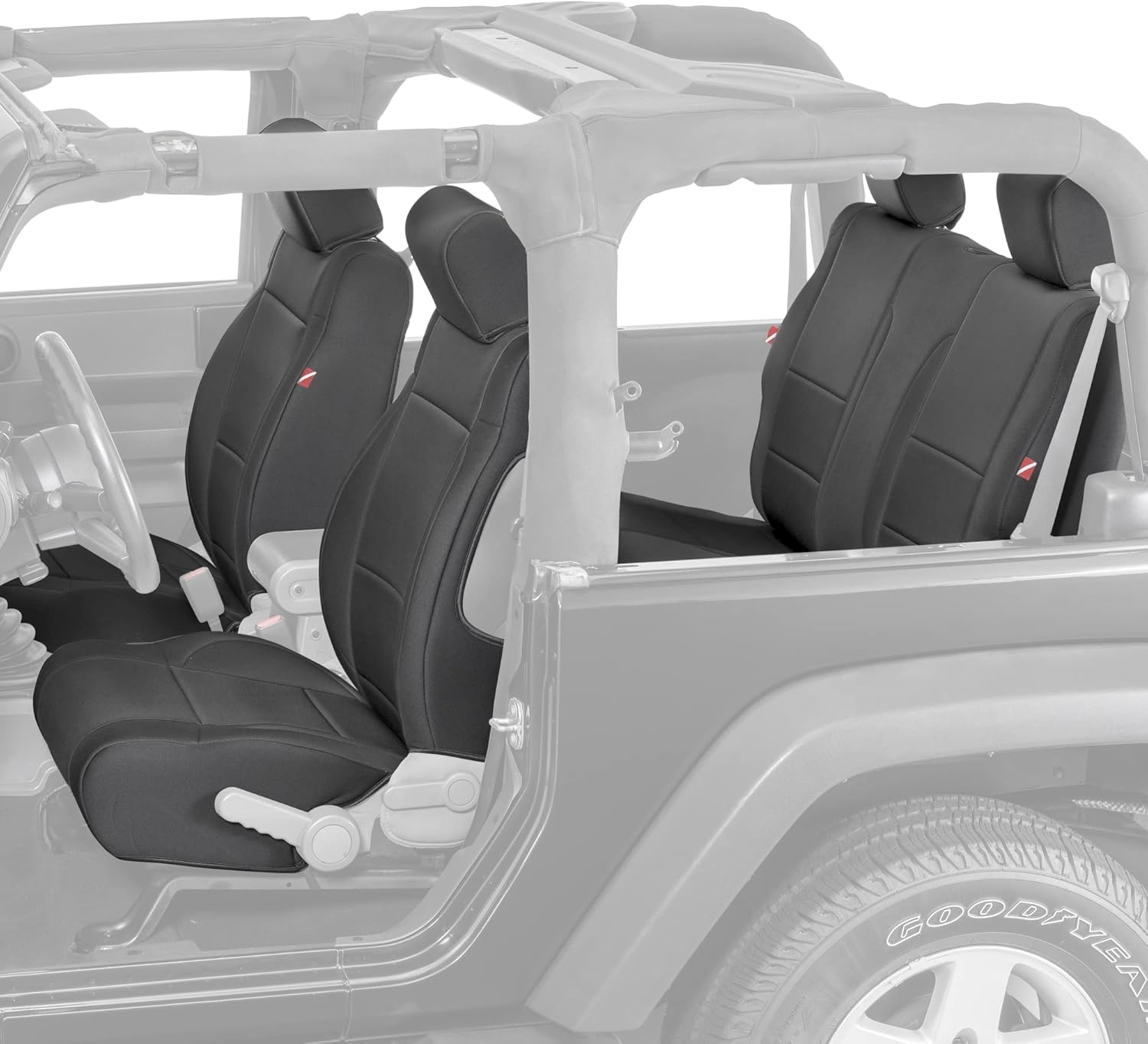 Diver Down Neoprene Seat Cover Set - Fits Jeep JK 2007-2018 Wrangler - Front and Back Seat Set - Waterproof Custom Fit Seat Covers - Soft Padded Thermal Resistant Cushion - (Tan, 2DR, 07-10)