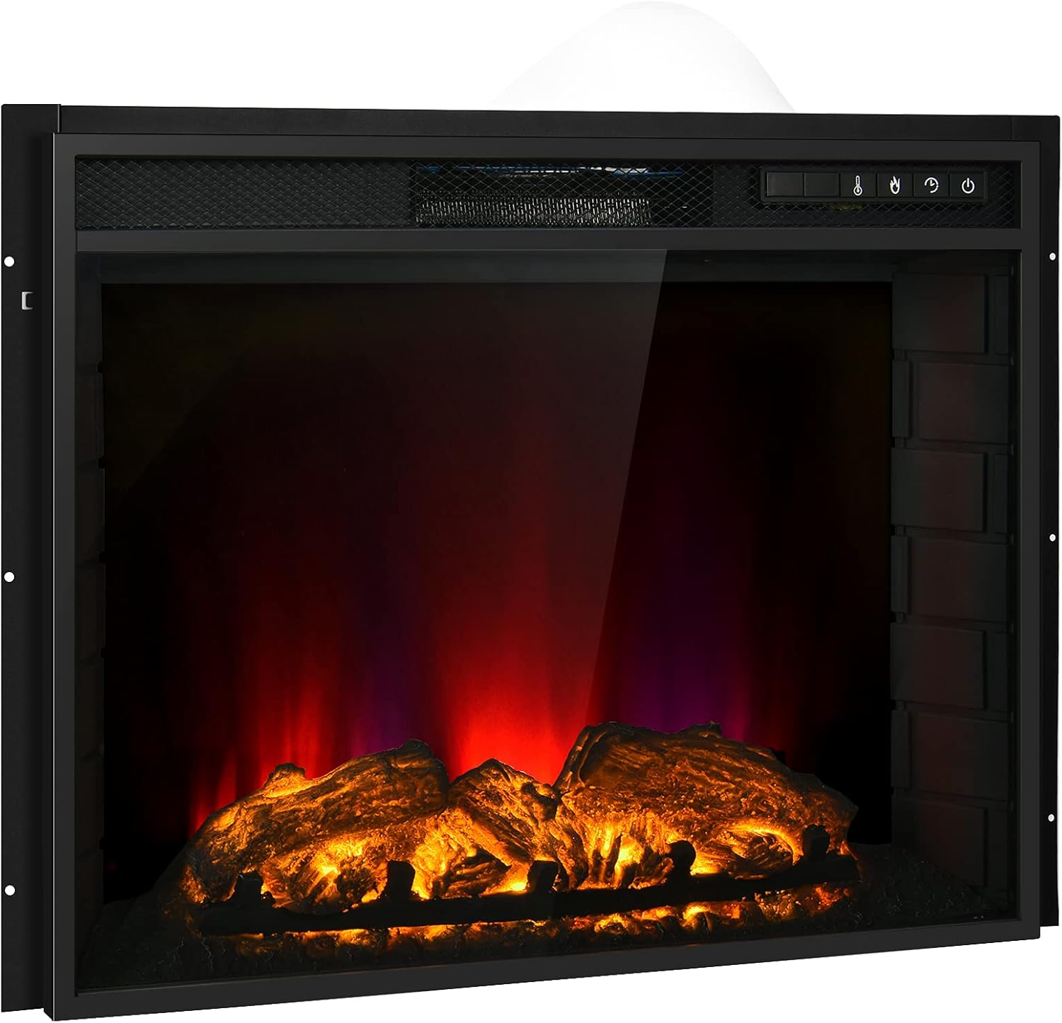 Tangkula Recessed Electric Fireplace, 26 Inch Fireplace with Adjustable Flame Brightness, LED Screen & Remote Control with Timer, Overheating Protection, 750W/1500W Fireplace Heater (26 Inch)