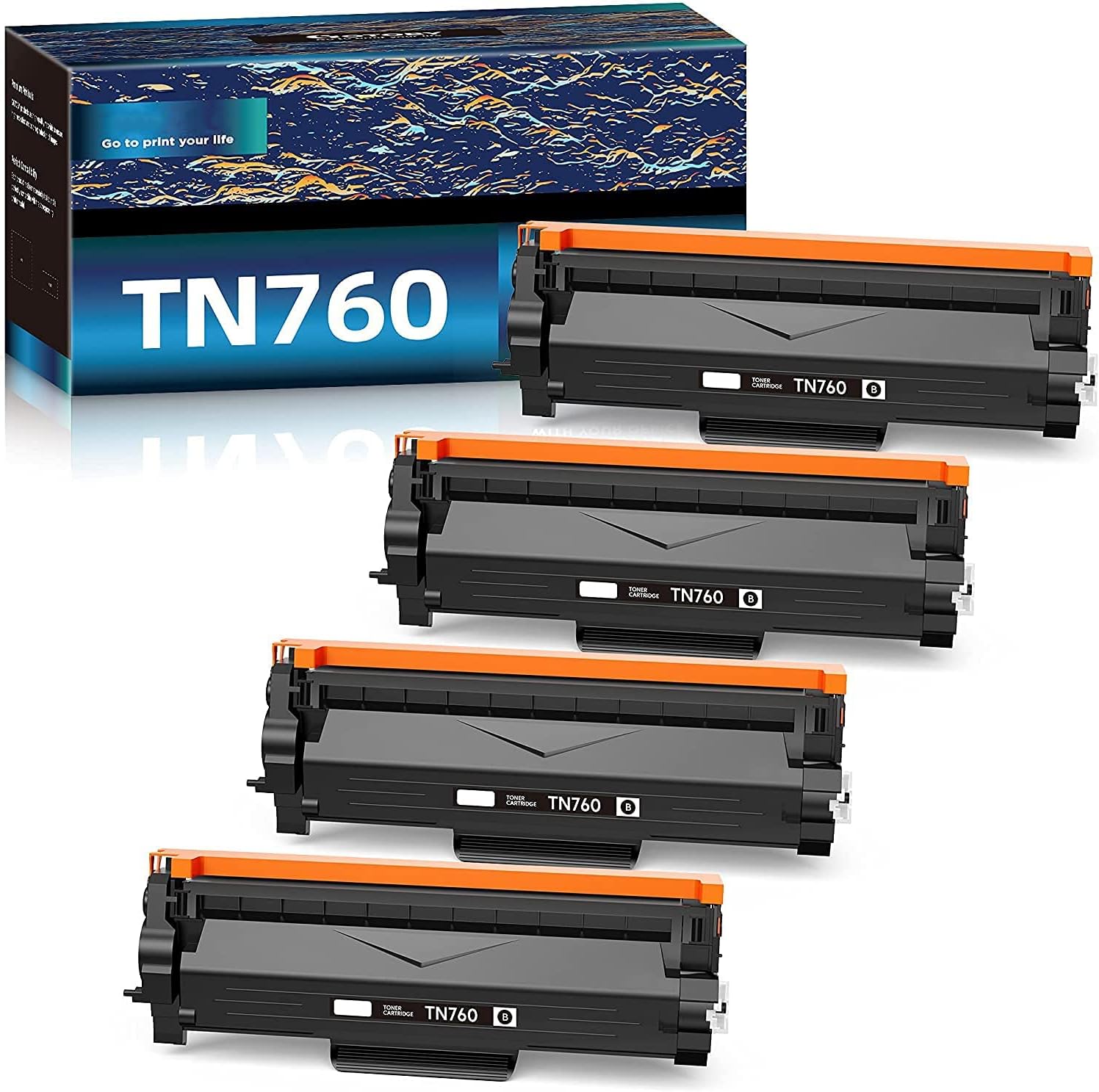 GOTOBY TN760 TN730 Compatible Toner Cartridge Replacement for Brother TN-760 TN-730 High Yield Work with DCP-L2550DW HL-L2395DW HL-L2390DW HL-L2350DW HL-L2370DW HL-L2370DWXL (Black, 4-Pack) Pack of 2