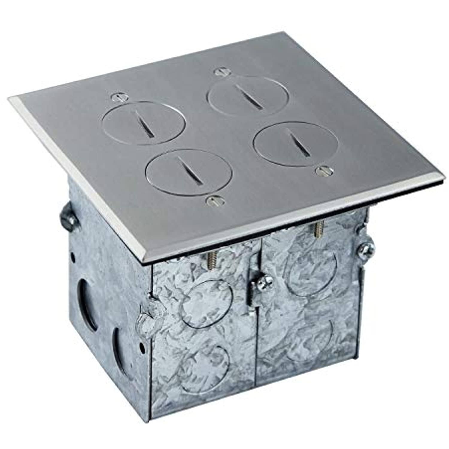 Enerlites 975510-ss, Floor Box 2 Gang Kit, 20A Tamper / Weather Resistant Duplex Receptacle, UL Listed - Stainless Steel, White