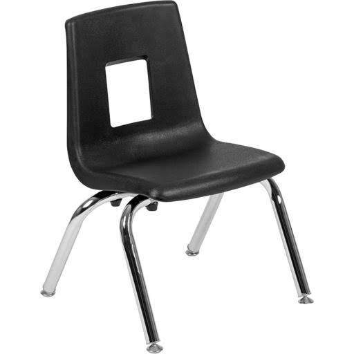 Offex 12x22 Plastic Space Saving Stackable Student School Chair with Self-Leveling Glides - Black