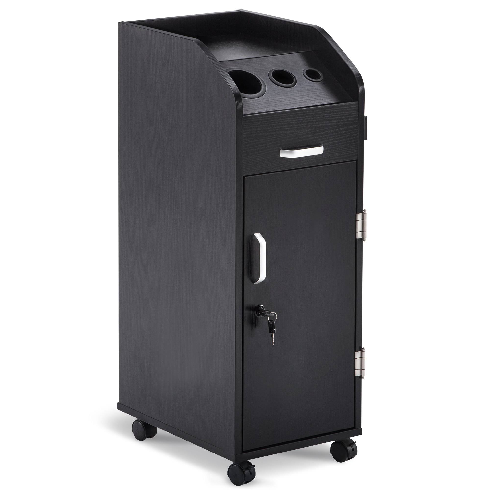BarberPub Salon Trolley Storage Cart Coloring Beauty Hair Dryer Holder Stylist, Black