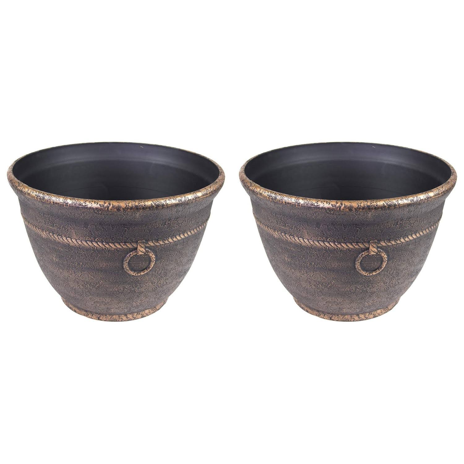 Liberty Garden 1925 Banded High Density Resin Hose Pot, Antique Bronze (2 Pack)