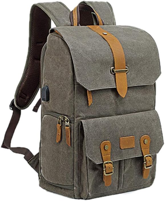 Camera Backpack Retro Style Photography Bag by G-raphy for DSLR Cameras,15.6 laptop, Tripods (Army Green)