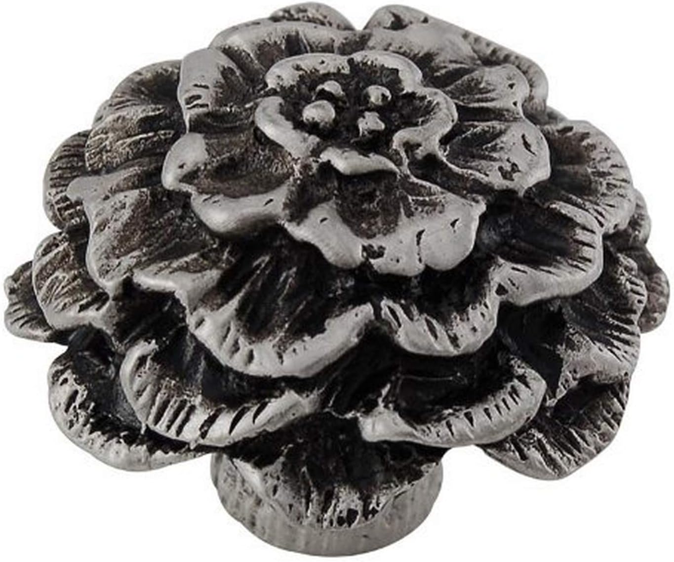 Vicenza Designs K1217 Carlotta Carnation Knob, Large, Antique Nickel Pack of 2