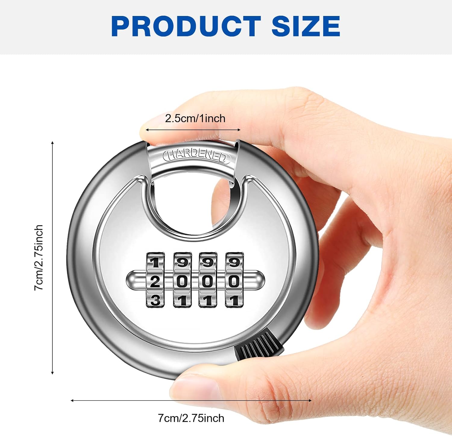 4 Pack 4 Digit Combination Disc Padlock with Hardened Steel Shackle Combo Gate Locks for Outdoor Fence Resettable Code Trailer Combo Lock Metal Combination Storage Lock for Shed Door Warehouse Garage