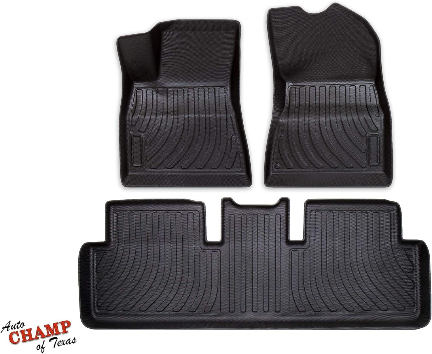 Auto Champ - All Weather Floor Mats for 2016-2021 Tesla Model 3 - Front & Rear All Season Mats - Waterproof (1st & 2nd Row Black)