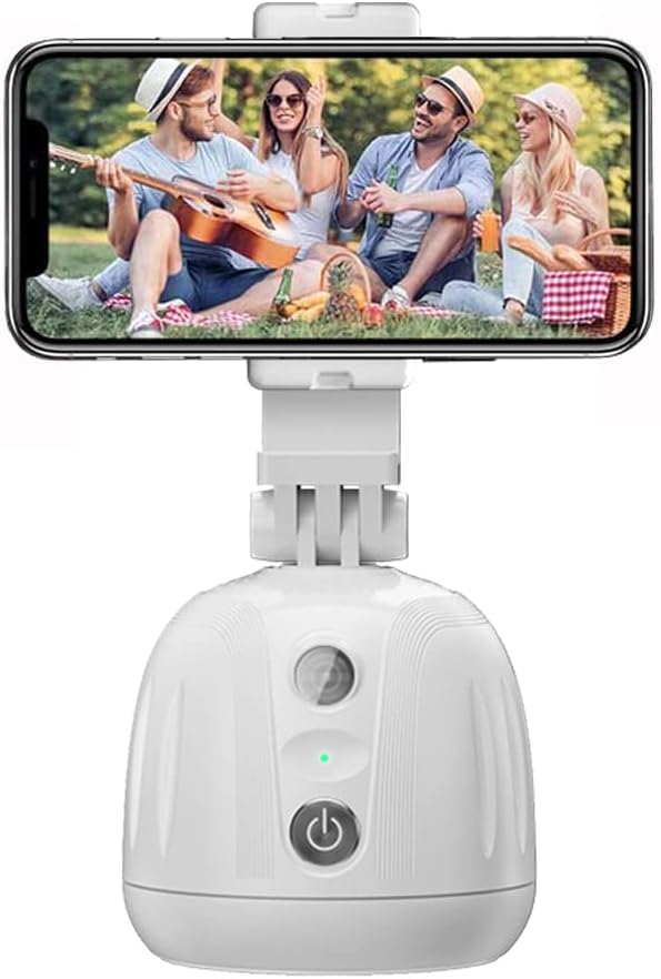 Auto-Tracking Phone Mount, AI-Powered Tracking Tripod with 360° Rotation Face Body Motion Phone Camera, TONGVEO Vlogging, Streaming and Video Calls (White) Pack of 2