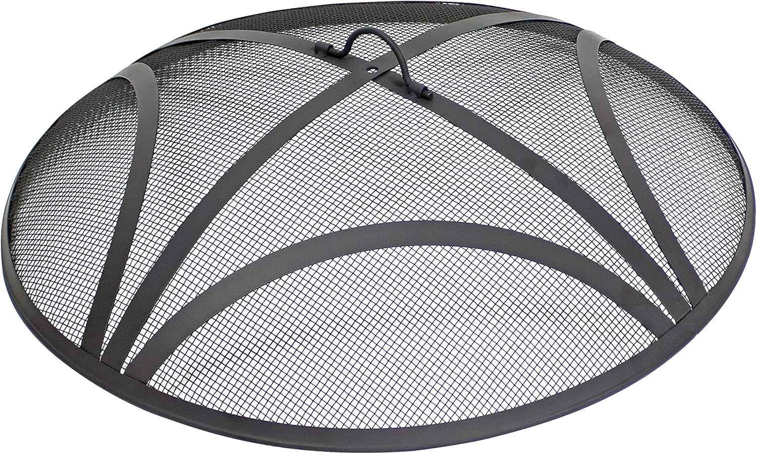 Sunnydaze Reinforced Steel Mesh Fire Pit Spark Screen - Round Fire Pit Screen with Ring Handle - Durable Black Metal Mesh Design - Patio Fire Pit Accessory - 24-Inch Diameter