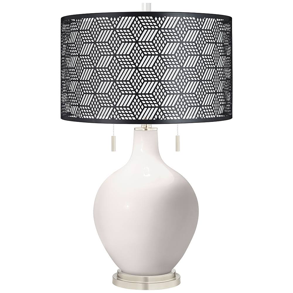 Color + Plus Smart White Toby Table Lamp with Black Metal Shade, Gray