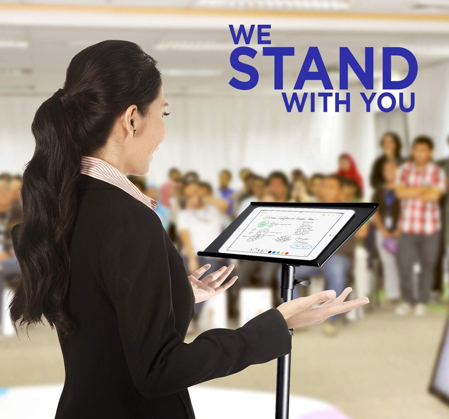 Professional Adjustable 32.3” – 52” Laptop DJ Mixer Tripod Stand | Lightweight & Portable 15.3” x 12.2” Tilted Tri-Pod Tray for Processors, Audio Controllers & Tablets | Raised Edges for Protection Pack of 2