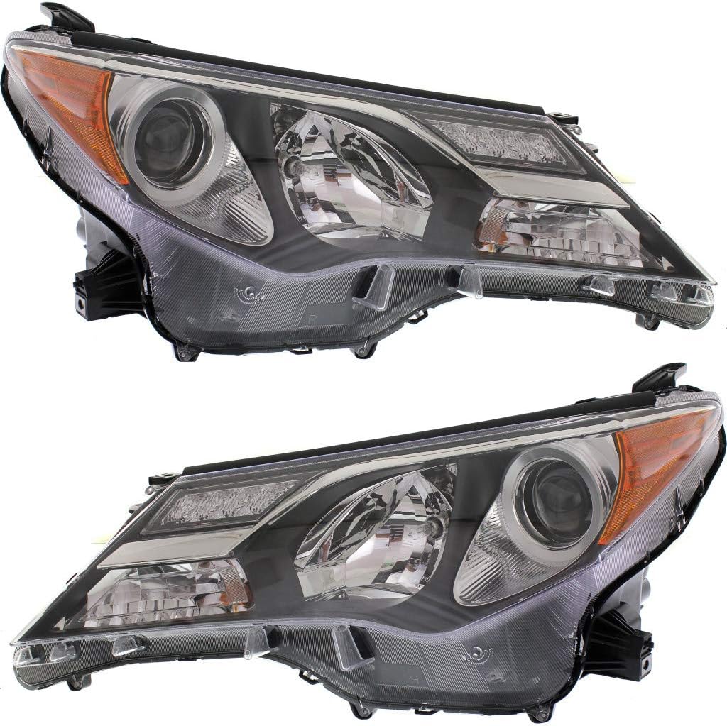 For 2013 2014 2015 Toyota RAV4 Headlight Assembly Pair Driver and Passenger Side w/Bulbs Black Housing DOT Certified For TO2502217