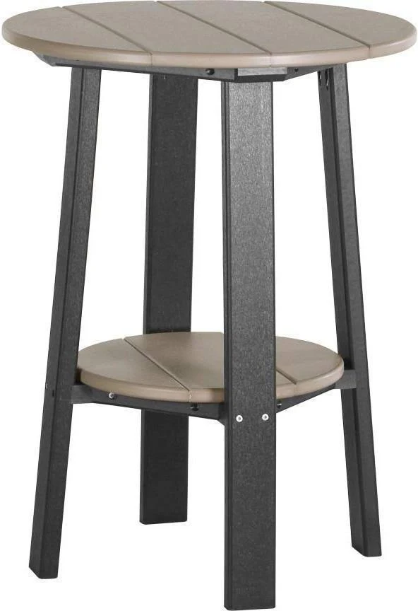 LuxCraft Recycled Plastic 28x22 Counter Height End Table, Weatherwood on Black