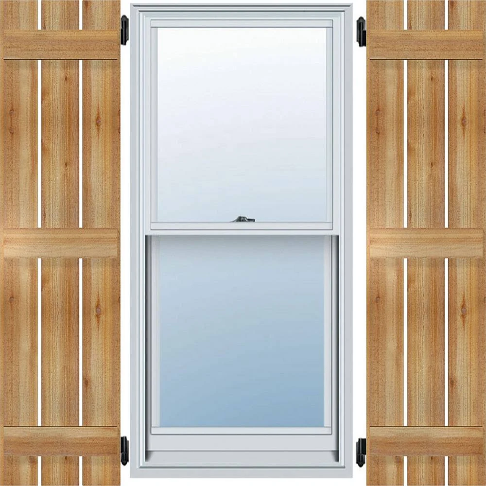 Ekena Millwork RBS06S17X066RWR 17 1/8x22W x 66x22H TimberCraft Three 5 3/8x22 Boards Spaced Board-n-Batten Shutters, Rough Sawn