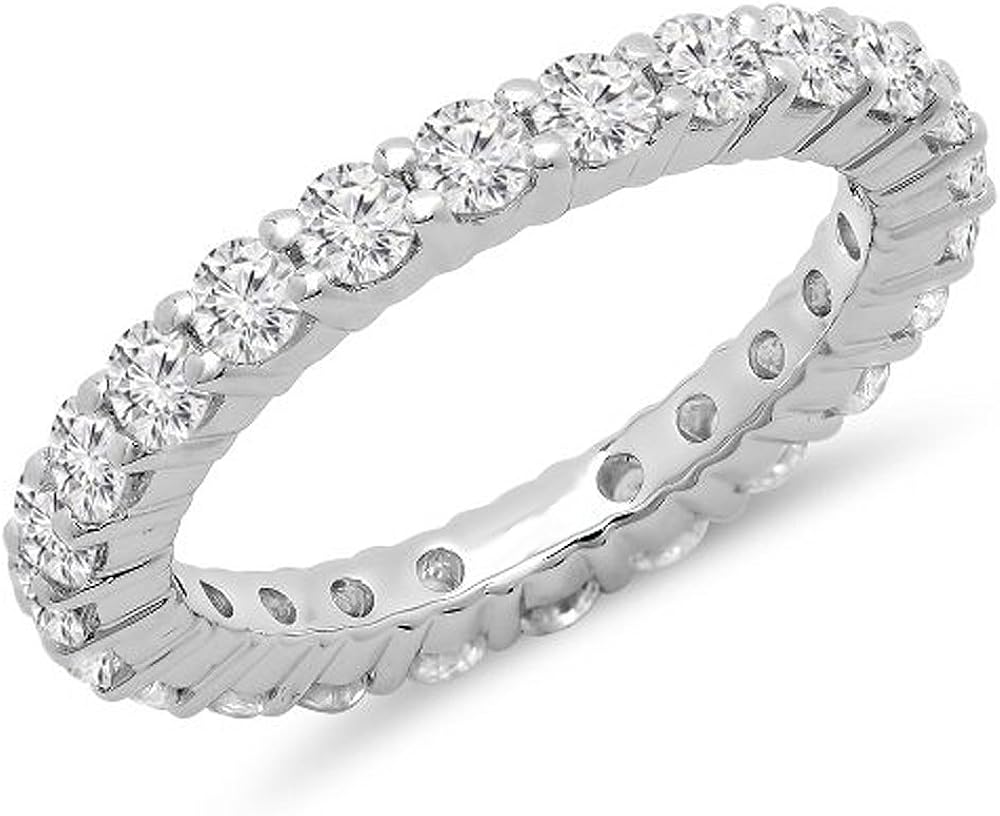 1.00 Carat (ctw) 18K Gold Round Diamond Ladies Eternity Wedding Anniversary Stackable Ring Band