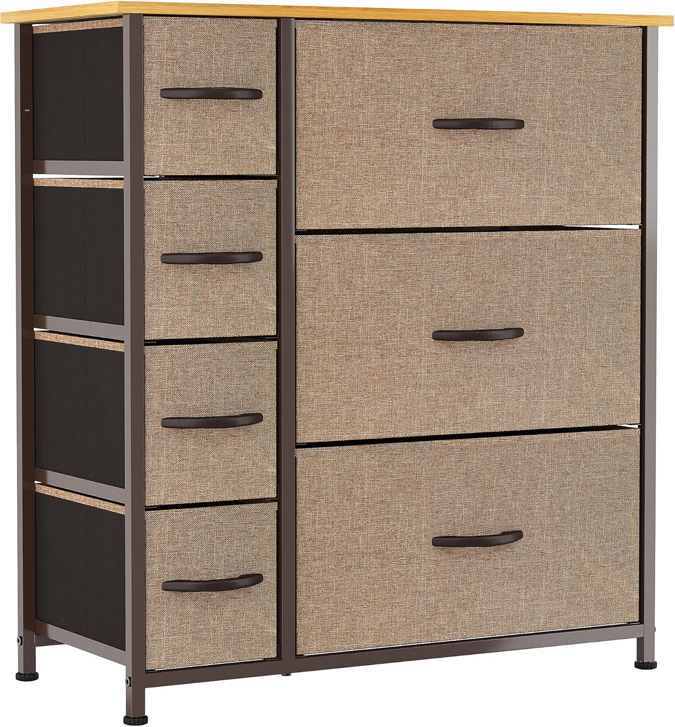 YITAHOME 7 Drawers Dresser- Fabric Storage Tower, Organizer Unit for Bedroom, Living Room, Hallway, Closets& Nursery- Sturdy Steel Frame, Wooden Top& Easy Pull Fabric Bins (Black/Grey)