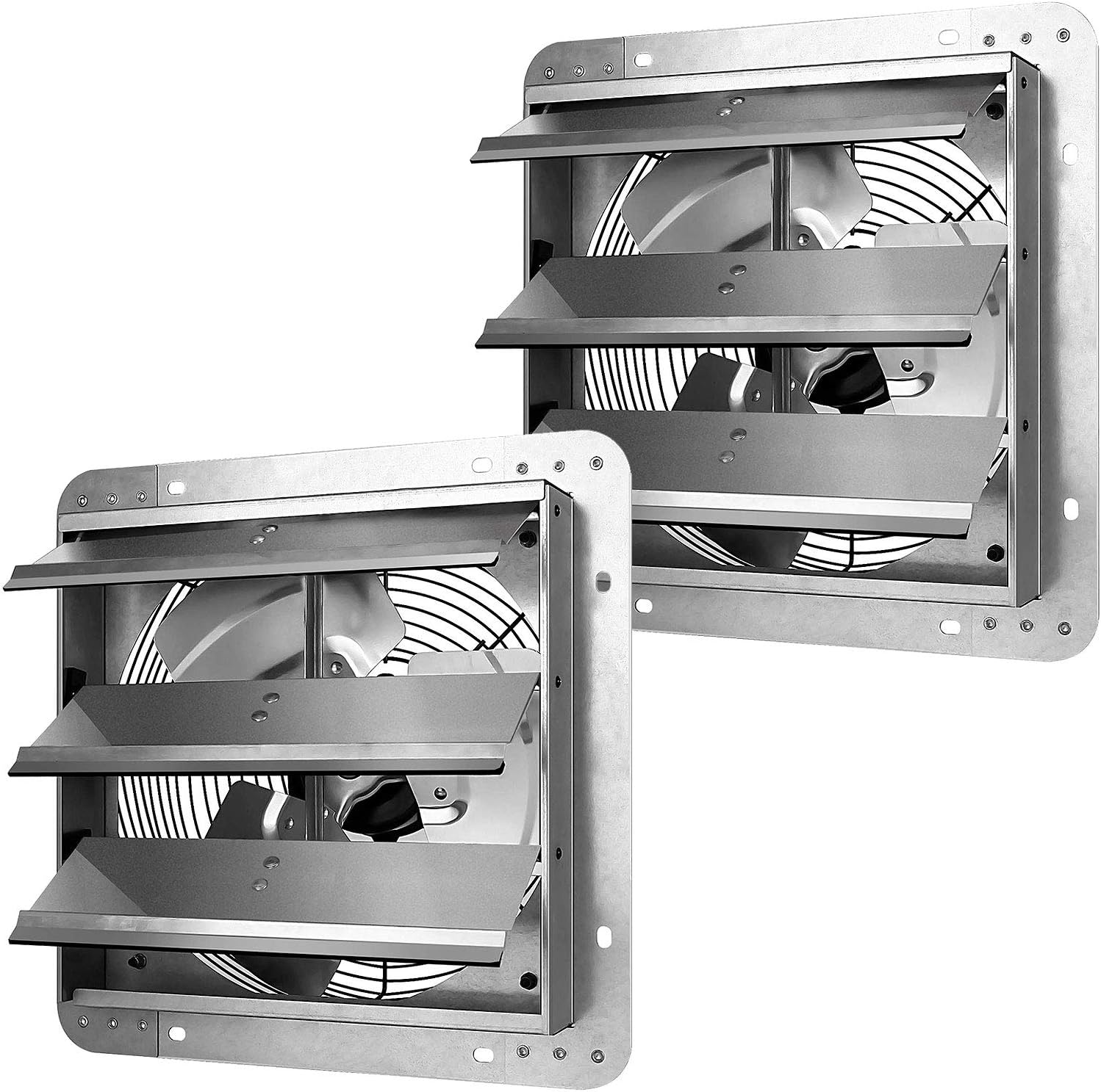 iPower 12 Inch Shutter Exhaust Fan Aluminum High Speed 1620RPM, 940 CFM, 2-PACK, Silver