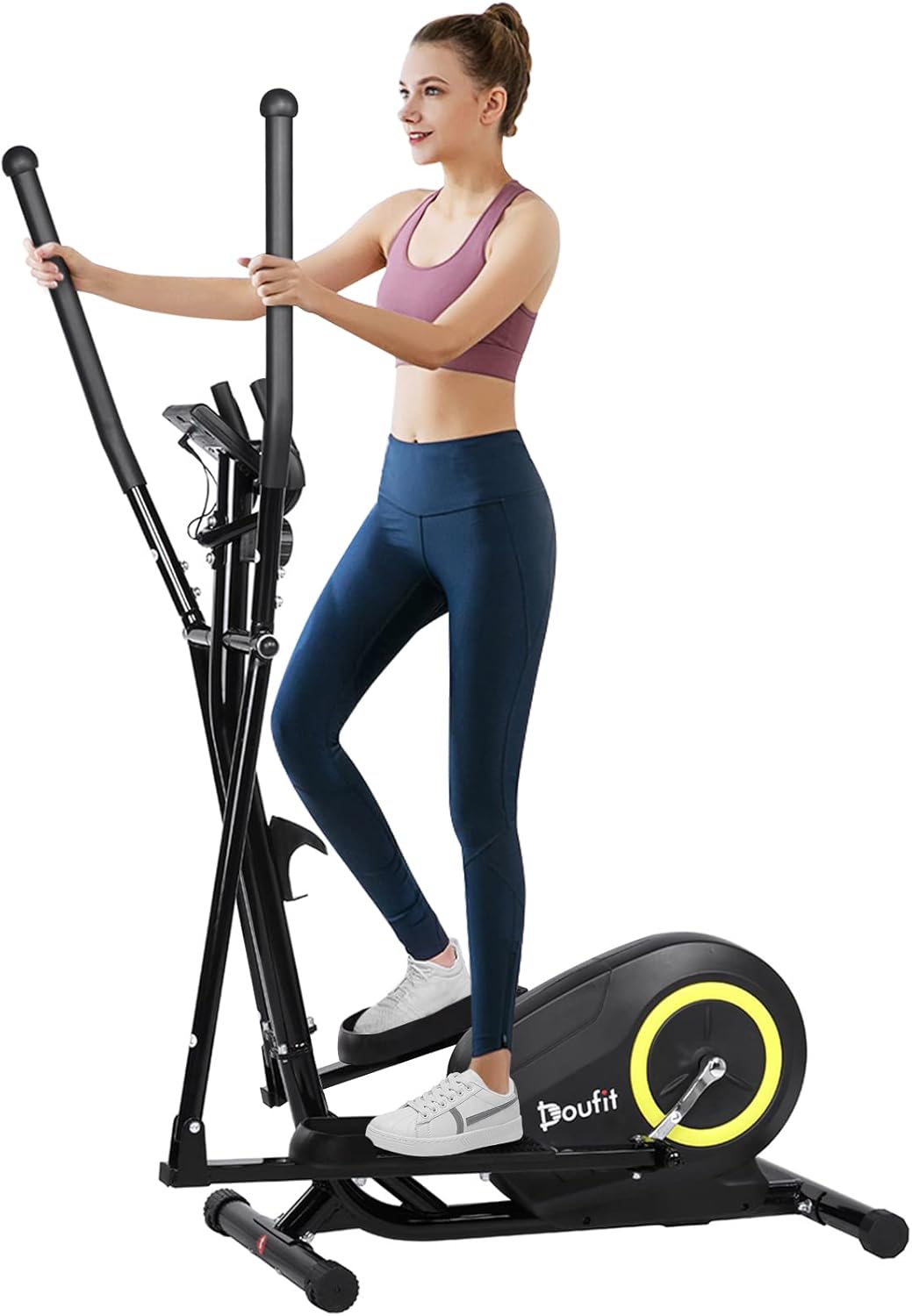 Elliptical Machine for Home Use, Doufit EM-01 Eliptical Exercise Machine Trainer with LCD Monitor and 8-Level Adjustable Resistance (2022 Upgraded)