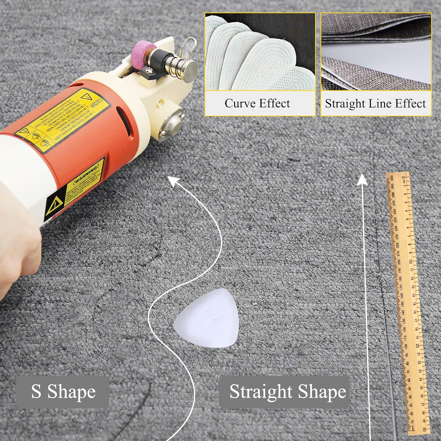 CGOLDENWALL YJ-65 Electric Rotary Fabric Cutter Cloth Cutting Machine Electric Rotary Scissors for 0.8 inch Multi-Layer Cloth Fabric Leather Wool with Spare Blade