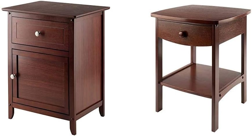 Winsome Wood Eugene Accent Table, Walnut & Wood Claire Accent Table, Walnut