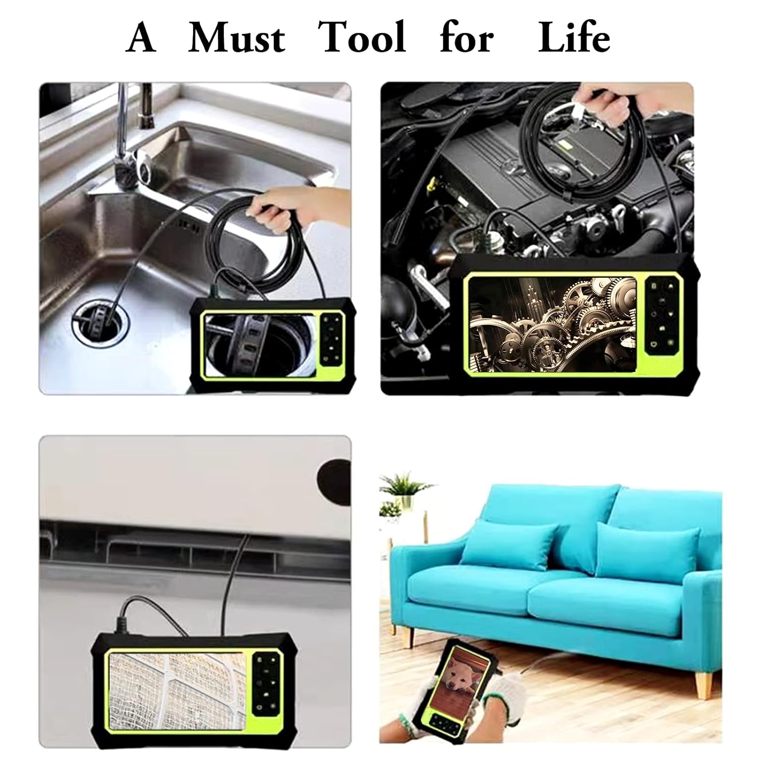 Upgraded Endoscope Camera with Lights, 1080P Pro HD Borescope Camera 4.3 Inch LCD Screen Inspection Camera, IP67 Waterproof Snake Camera, 8 Bright LED Lights，3000mAh Battery, 32GB TF Card，Gift for Men Pack of 2