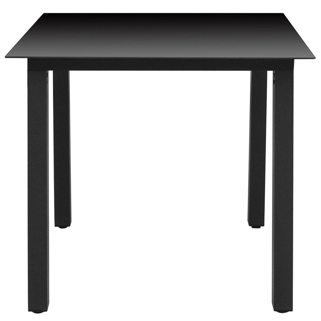 vidaXL Garden Table Black 74.8x22x35.4x22x29.1x22 Aluminium and Glass