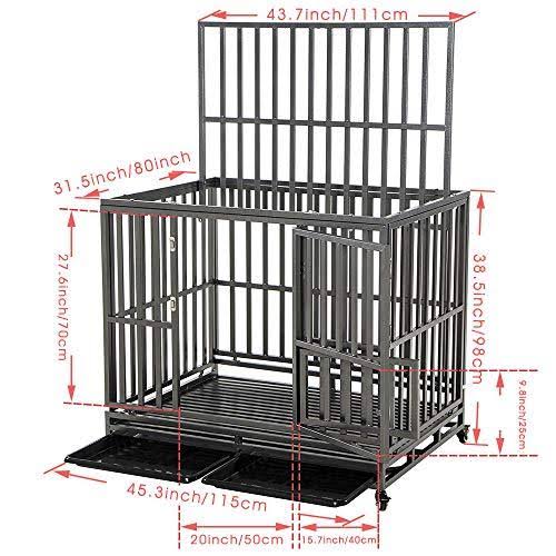 SMONTER 46x22 Heavy Duty Strong Metal Dog Cage Pet Kennel Crate Playpen Wheels,I Shape, Black