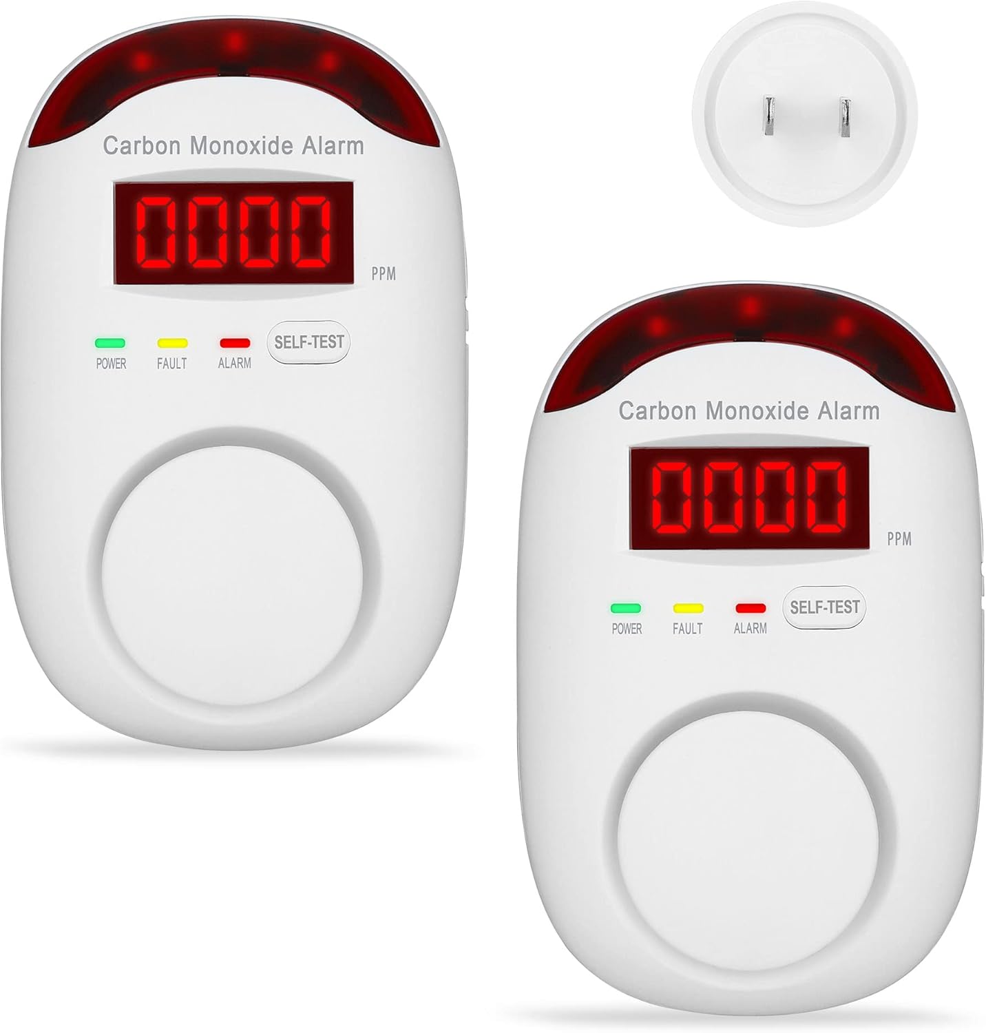Plug-in Carbon Monoxide Detectors,Koabbit CO Level Monitoring Alarm with Light & Digital Display for Home/Kitchen/Bedroom,Accurate & Easy to Install,UL2034(2 Pack)