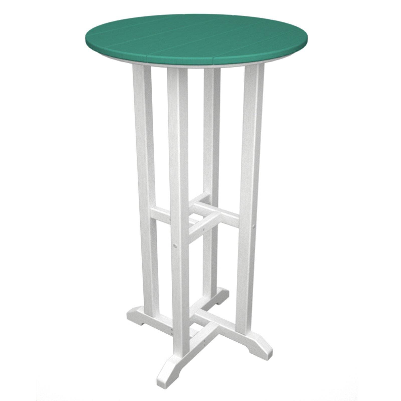 POLYWOOD Contempo 24x22 Round Bar Table Black Frame / Aruba