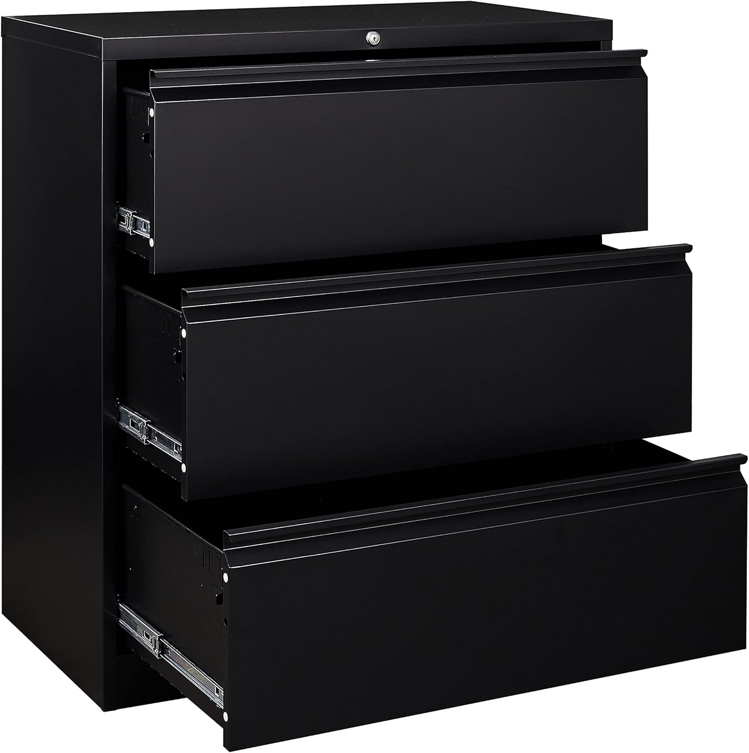 2 Drawer Lateral File Cabinet,Locking File Cabinet,Metal Organizer Storage Steel File Cabinets for Home Office,2-Drawer Lateral Filing Cabinet, Anti-Tipping Interlock (Black, 2-Drawers)