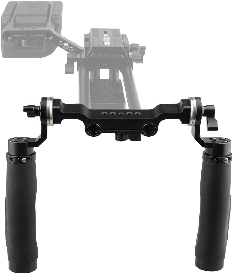 CAMVATE Leather Handle 15mm Rod Shoulder Mount Rig with Rosette Standard Accessory for DSLR(Black,M6 Thread,31.8 mm)