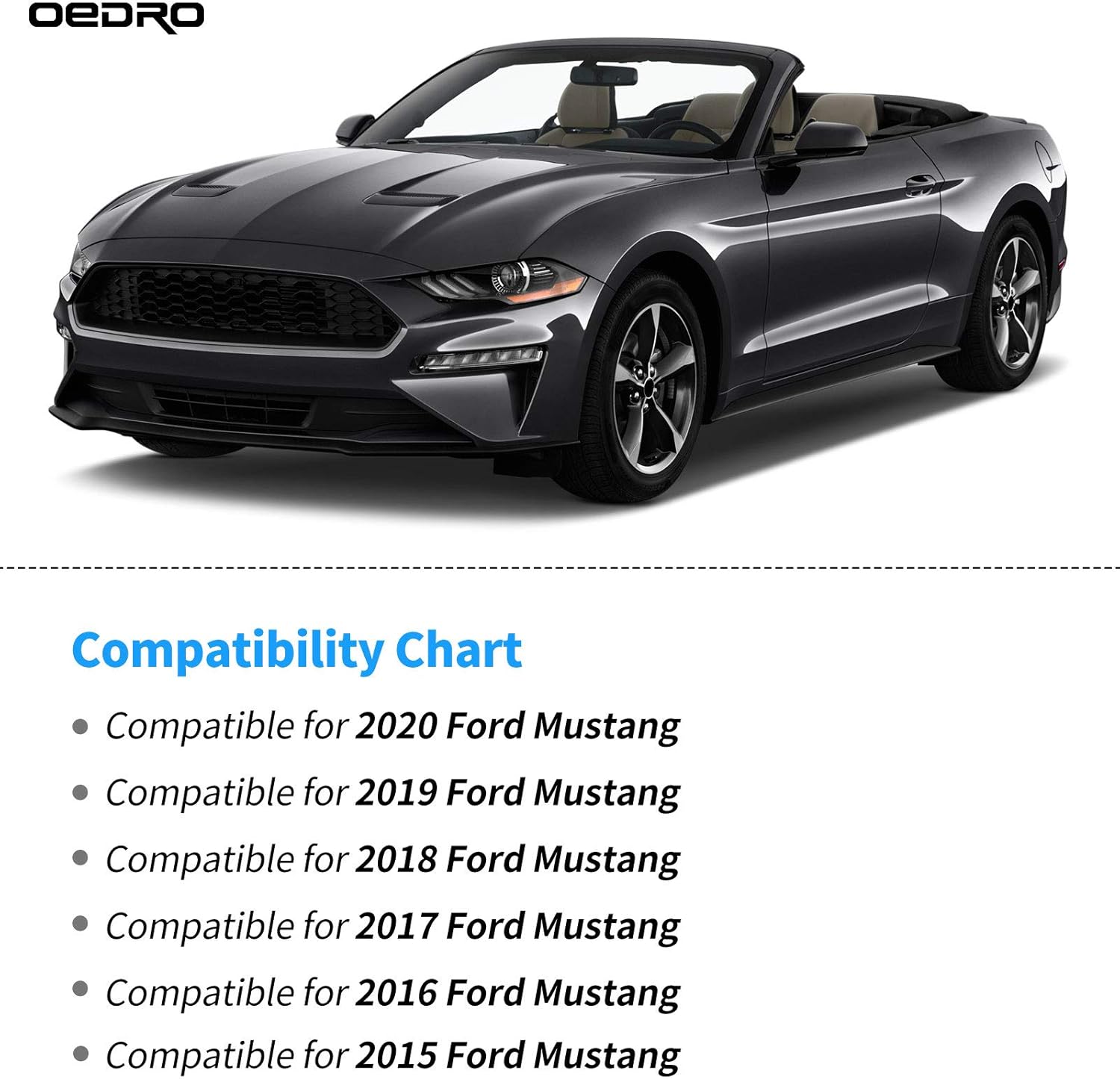 OEDRO Floor Mats Compatible for 2015-2021 Ford Mustang, Unique Black TPE All-Weather Guard Includes 1st and 2nd Row: Front, Rear, Full Set Liners