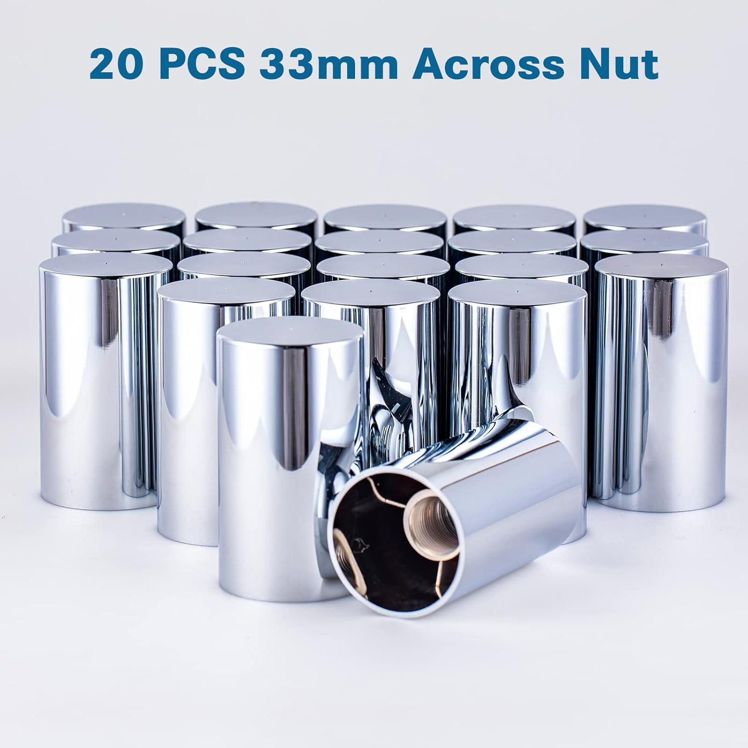 20 Pack Nut Cover, ABS Chrome Plastic 33 mm by 3-1/2
