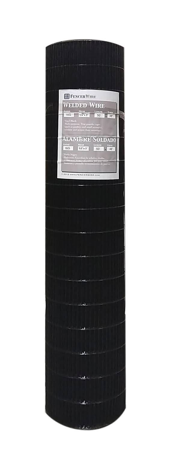 Fencer Wire 16 Gauge Vinyl Coated Welded Wire Black 4ft x 50 ft 1/2x3 inch Mesh WV16-B4X50MH3