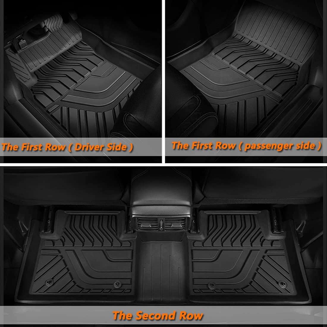 KEYOOG Compatible for 2014-2020 Nissan Rogue, Car Floor Mats Black TPE Special All-Weather Automotive Mat Interior Accessories Includes 1st and 2nd Row, Not Fits Rogue Select or Sport Models