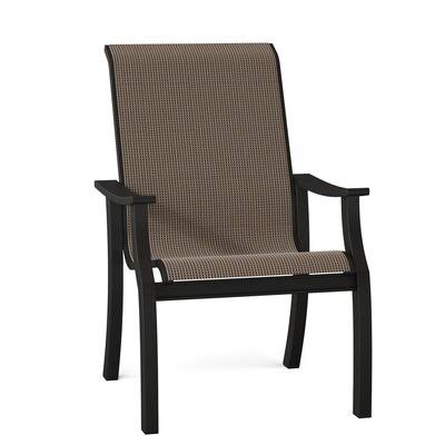 St. Catherine Patio Dining Armchair Telescope Casual Frame Color: Textured Black, Seat Color: Forest Green 22D