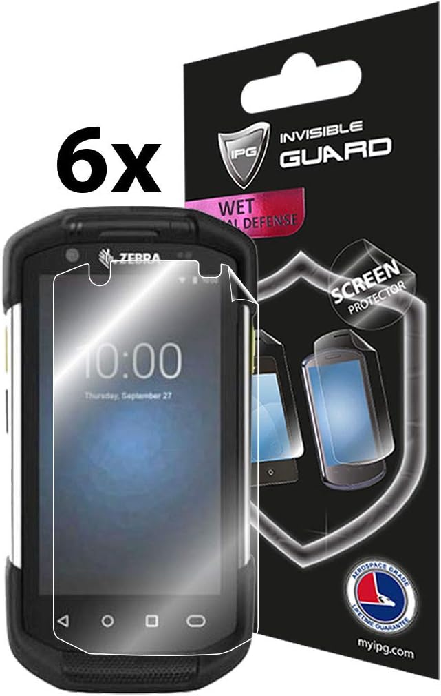 IPG Compatible with Zebra TC72 / TC77 Mobile Computer Handheld Screen Protector 6 Units Invisible Guard Free Lifetime Replacement Warranty HD Clear Bubble -Free Screen Protection Pack of 2