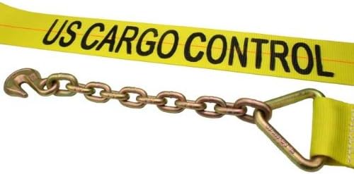 US Cargo Control 4 Inch x 27 Foot Winch Strap with Chain Extension 10 Pack