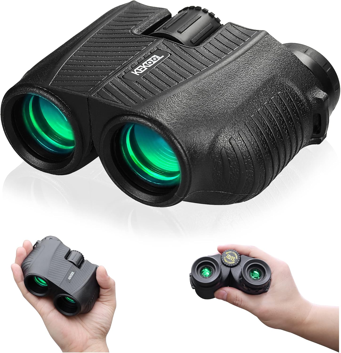 KEKOOL 12X25 Compact Binoculars for Adults Kids, Premium BAK-4 & FMC Optical Lens for Clear HD Scene, Waterproof and Portable for Travel, Theater, Bird Watching and Hunting