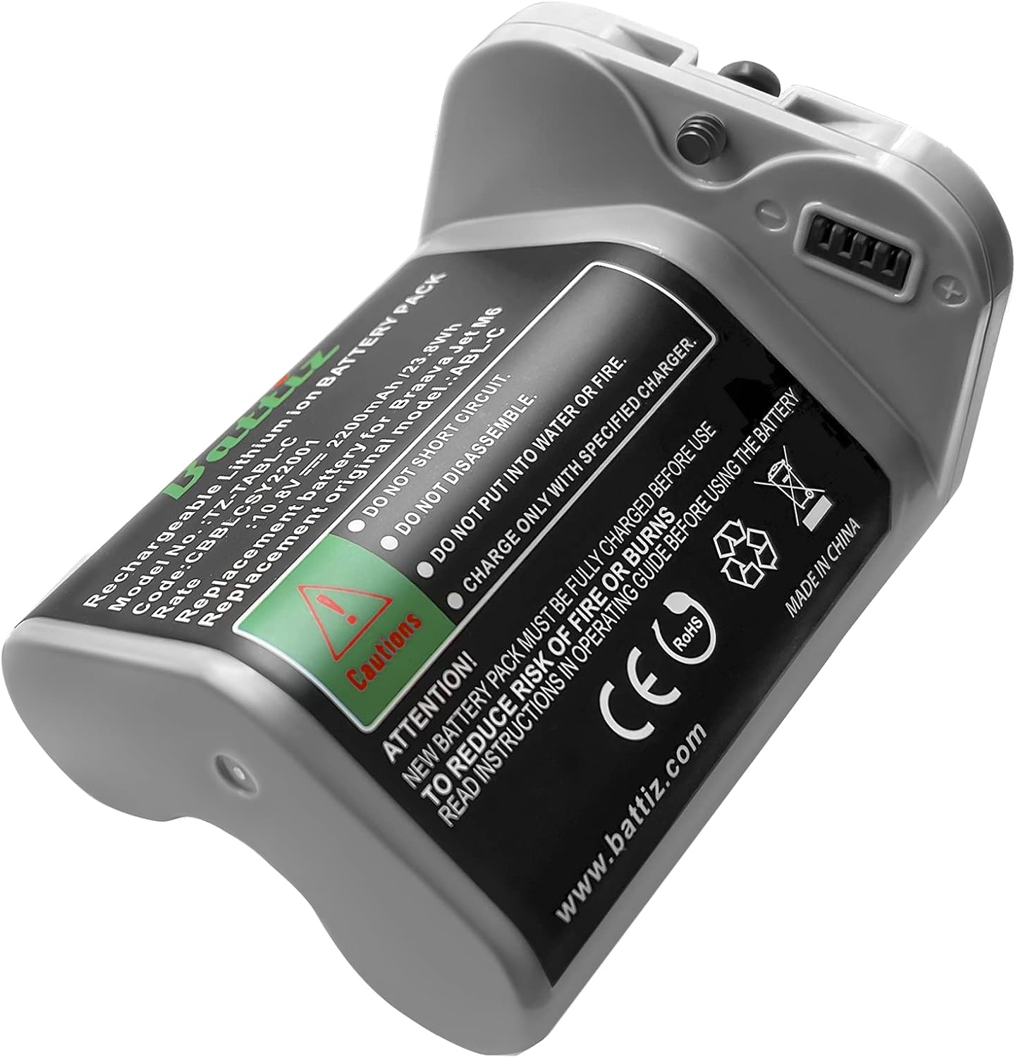 Replacement Battery Compatible with iRobot Braava Jet M6 Series M612880/M612680/M614480, Rechargeable 2200mAh Vacuums Replacement Batteries Pack of 2