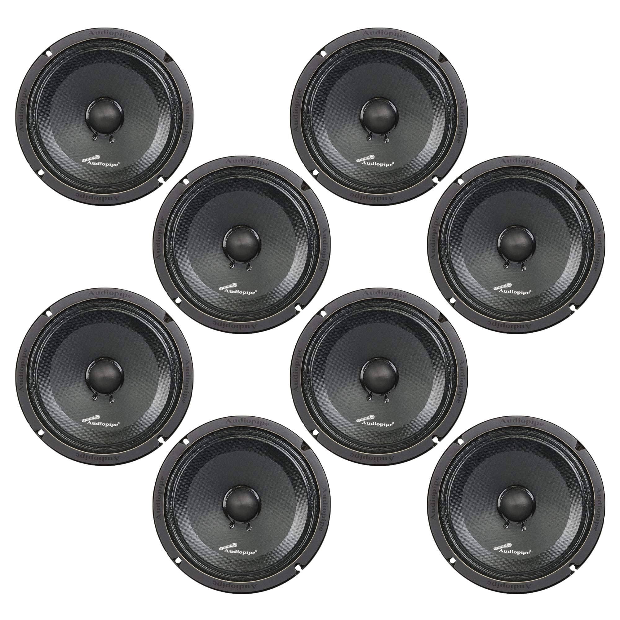 Audiopipe 8 inch 250 Watt Low Mid Frequency Midwoofer Car Loudspeaker (8 Pack)