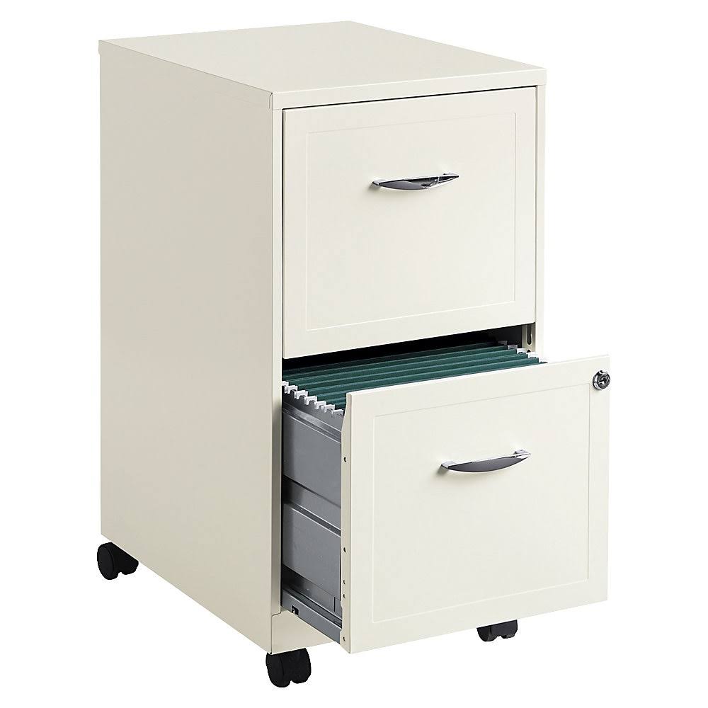 Realspace 18x22D Vertical 2-Drawer Mobile File Cabinet, Metal, Pearl White